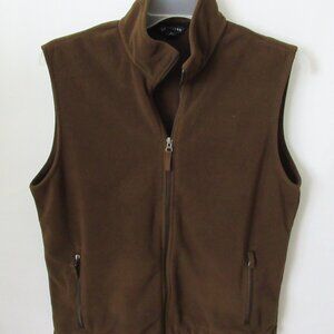 Lands' End brown fleece zip front men's sleeveless vest *Sz M*